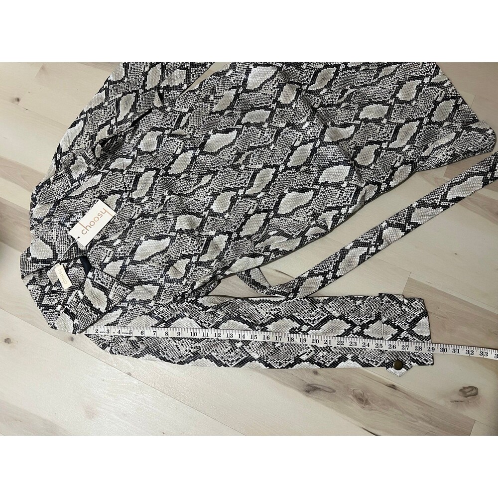 Choosy Luxe Exotic Vintage 90s Faux Snakeskin Leather Trench Coat Duster Jacket - Picture 8 of 11